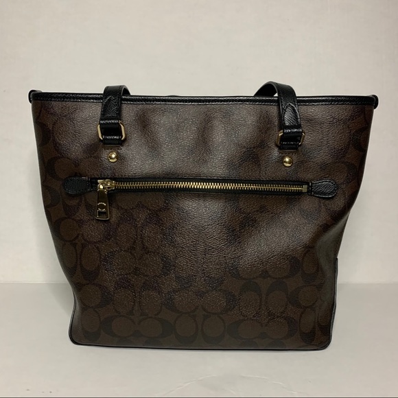 COACH Brown and Black Leather Shoulder Bag Purse - Picture 5 of 10